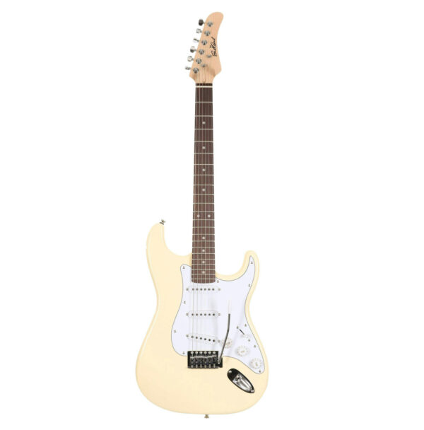EastCoast ST1 Electric Guitar Silent Bundle in Vintage White with Headphone Amp & Accessories