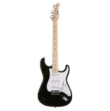 EastCoast ST1 Electric Guitar Starter Pack in Black with Headphone Amp & Accessories