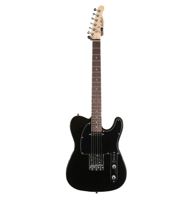 EastCoast T1 Electric Guitar Silent Bundle in Black (Rosewood) with Headphone Amp & Accessories