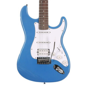 EastCoast ST2 Electric Guitar Silent Bundle in Ocean Blue Metallic with Headphone Amp & Accessories - Image 2