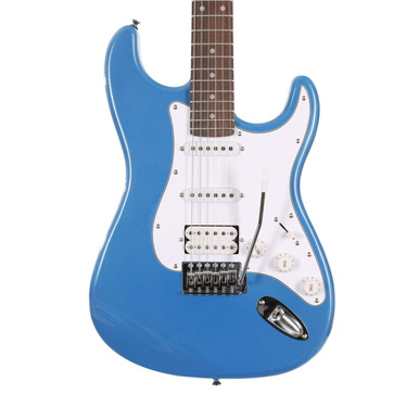 EastCoast ST2 Electric Guitar Silent Bundle in Ocean Blue Metallic with Headphone Amp & Accessories