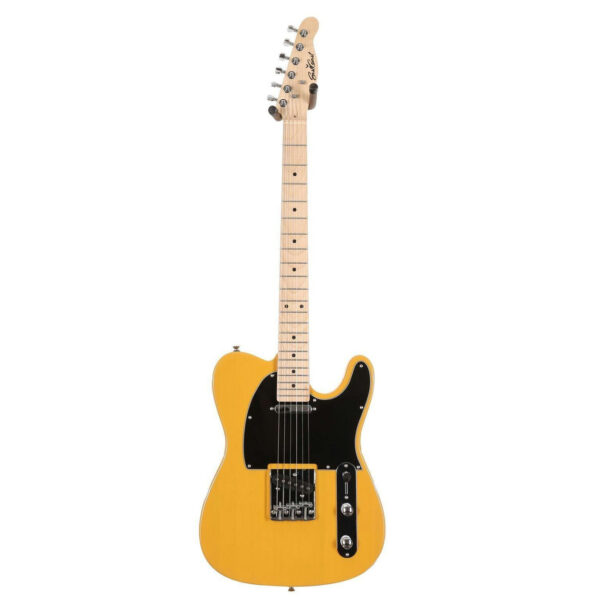 EastCoast T1 Electric Guitar Silent Bundle in Butterscotch with Headphone Amp & Accessories