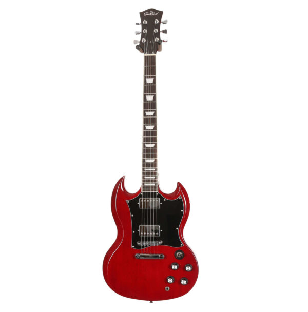 EastCoast GS10 Electric Guitar Silent Bundle in Cherry with Headphone Amp & Accessories