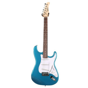 EastCoast ST1 Electric Guitar Silent Bundle in Lake Placid Blue with Headphone Amp & Accessories - Image 5