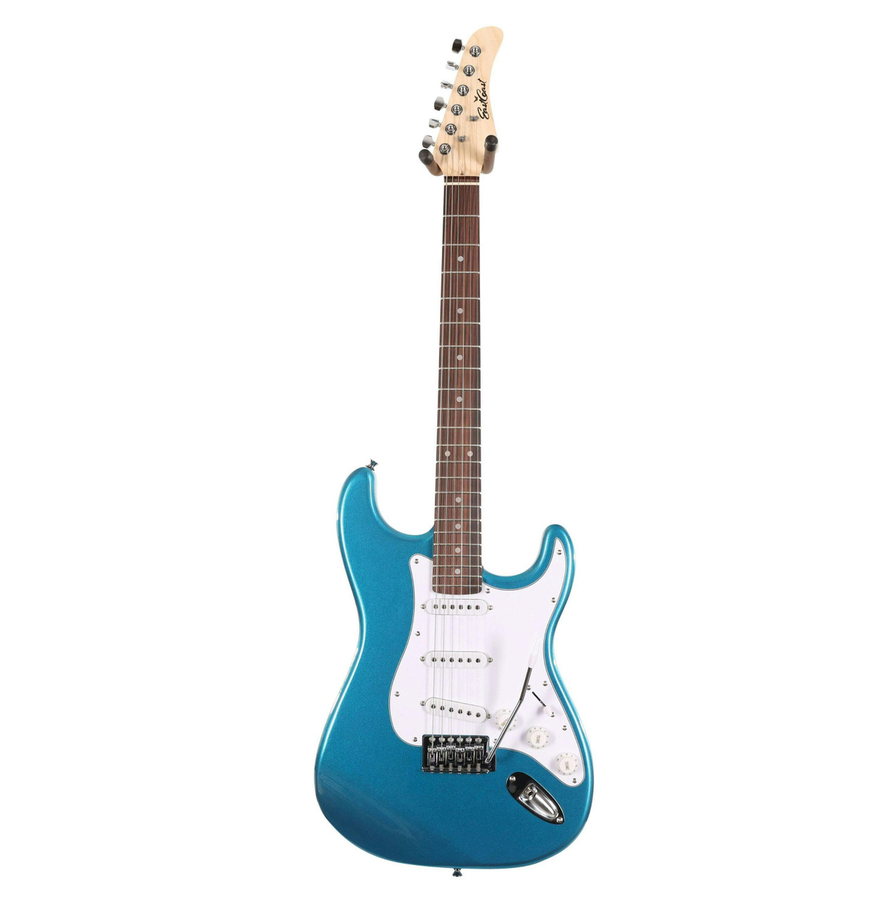 EastCoast ST1 Electric Guitar Silent Bundle in Lake Placid Blue with Headphone Amp & Accessories - Image 5