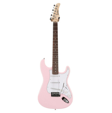 EastCoast ST1 Electric Guitar Silent Bundle in Shell Pink with Headphone Amp & Accessories