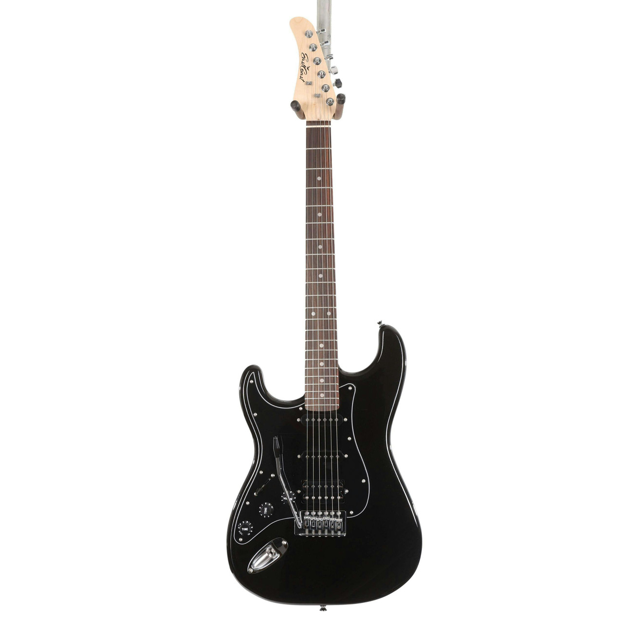 EastCoast ST2 HSS Left Handed Electric Guitar Silent Bundle in Black Metallic with Headphone Amp & Accessories - Image 5