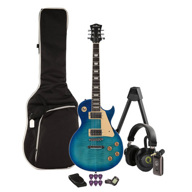 EastCoast L1 Electric Guitar Starter Pack in Blue Burst with Headphone Amp & Accessories