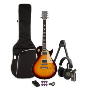 EastCoast L1 Electric Guitar Starter Pack in Vintage Sunburst with Headphone Amp & Accessories