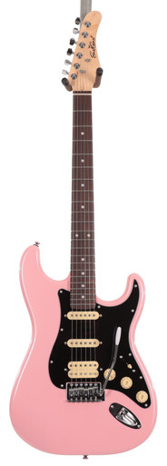 EastCoast ST2 Electric Guitar Silent Bundle in Bubblegum Metallic with Headphone Amp & Accessories