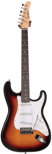 EastCoast ST1 Electric Guitar Silent Bundle in Three Tone Sunburst with Headphone Amp & Accessories