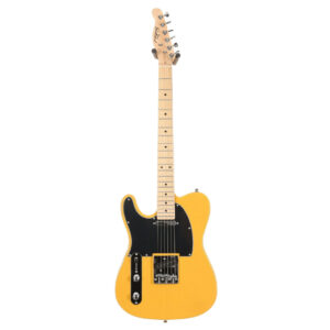 EastCoast T1 Left Handed Electric Guitar Silent Bundle in Butterscotch with Headphone Amp & Accessories - Image 5