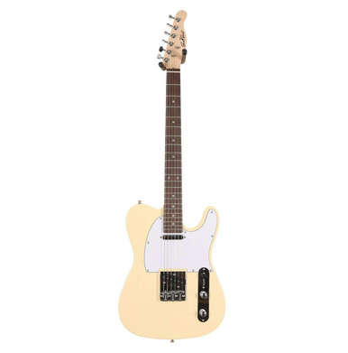 EastCoast T1 Electric Guitar Silent Bundle in Vintage White with Headphone Amp & Accessories