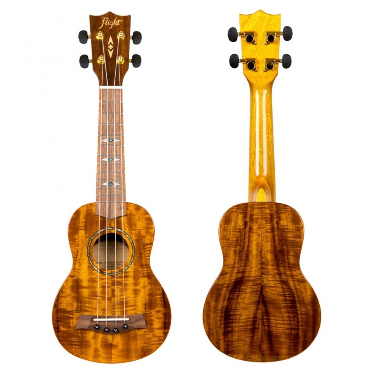 Flight DUS445 Soprano Ukulele Acacia (Gloss) - Image 6