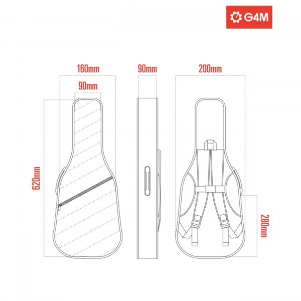 G4M Padded Concert Ukulele Gig Bag