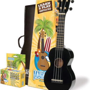 Mahalo MR1 Soprano Ukulele in Black with Essential Pack