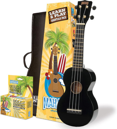 Mahalo MR1 Soprano Ukulele in Black with Essential Pack