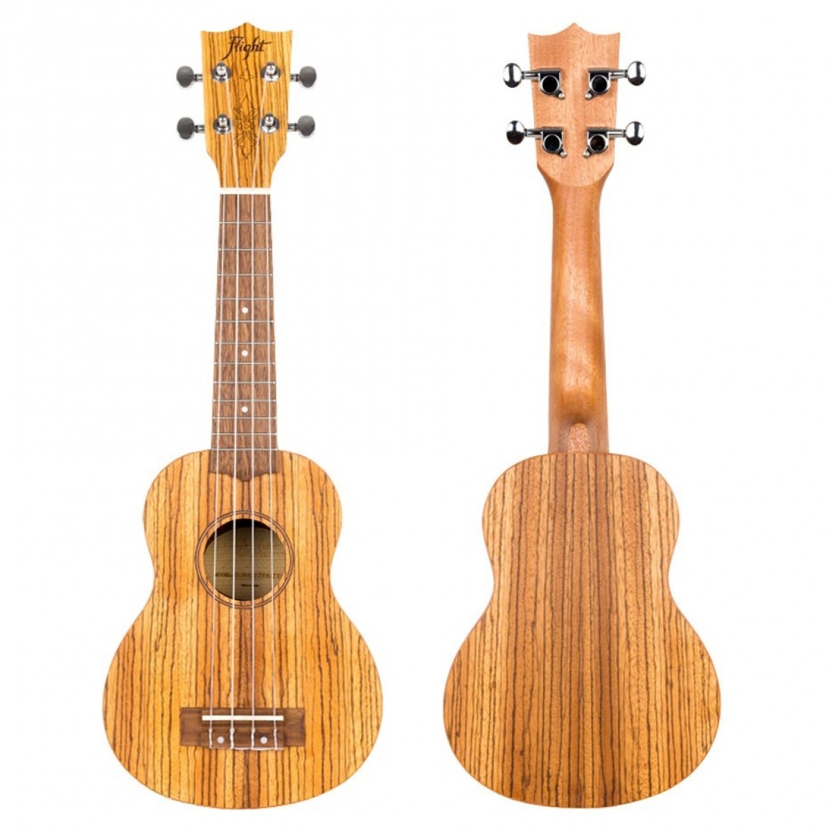Flight DUS322 Soprano Ukulele Zebrawood - Image 2