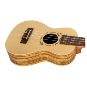 Flight DUC525 Concert Ukulele Zebrano B&S (Solid Top) - Image 3