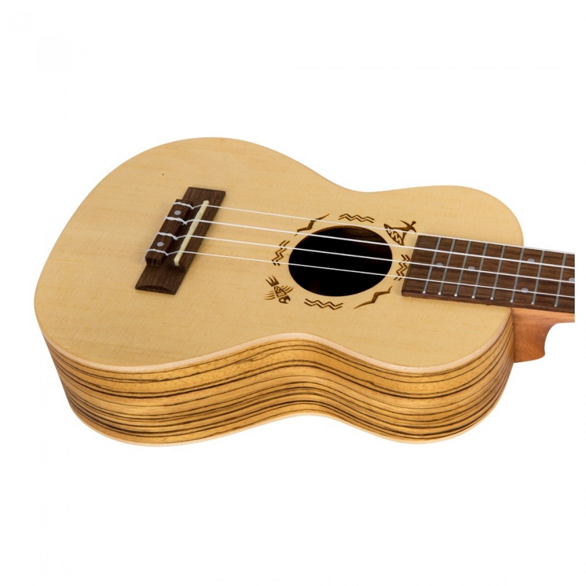 Flight DUC525 Concert Ukulele Zebrano B&S (Solid Top) - Image 3